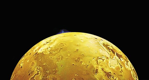 Erupting into Space An 86-mile-high volcanic plume explodes above the horizon of Jupiter’s moon Io. The plume is erupting over a caldera (volcanic depression), named Pillan Patera, after a South American god of thunder, fire, and volcanoes. Galileo, June 28, 1997 Credit: NASA; JPL; PIRL; University of Arizona; Kinetikon Pictures 